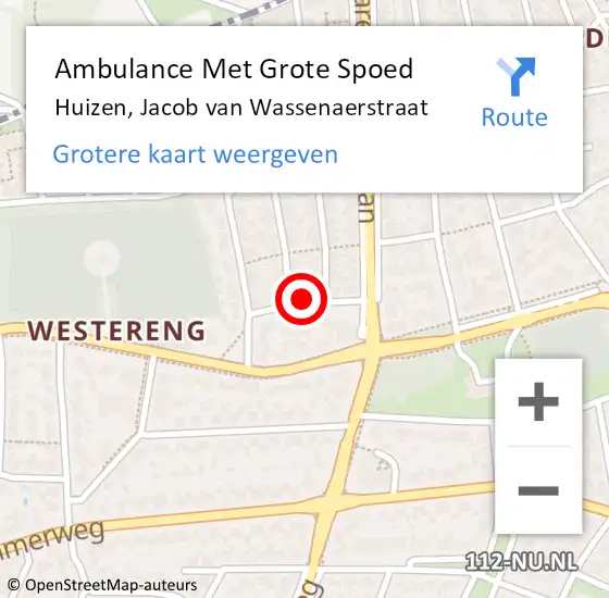 Locatie op kaart van de 112 melding: Ambulance Met Grote Spoed Naar Huizen, Jacob van Wassenaerstraat op 3 juli 2021 21:29