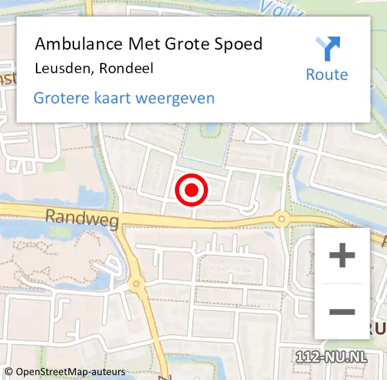 Locatie op kaart van de 112 melding: Ambulance Met Grote Spoed Naar Leusden, Rondeel op 3 juli 2021 21:36