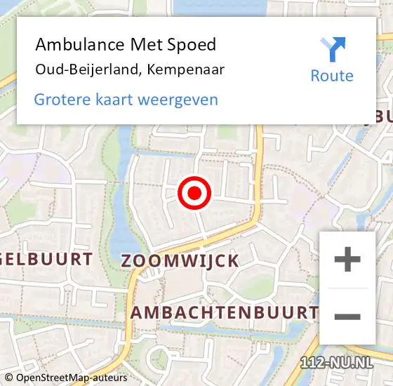 Locatie op kaart van de 112 melding: Ambulance Met Spoed Naar Oud-Beijerland, Kempenaar op 3 juli 2021 21:58