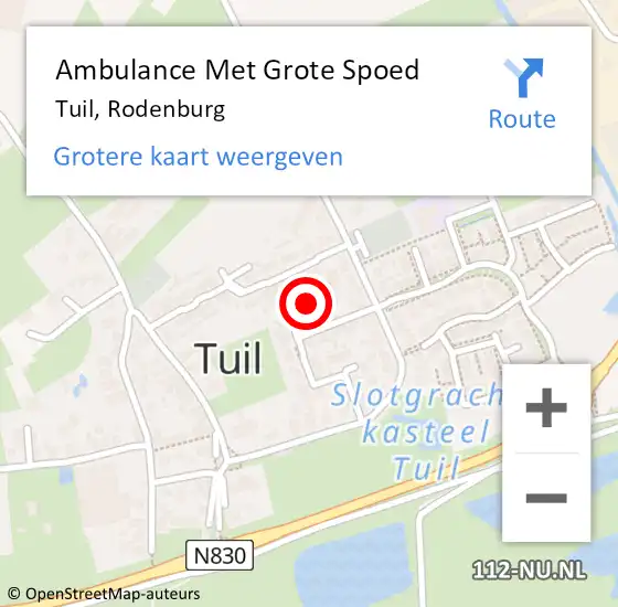 Locatie op kaart van de 112 melding: Ambulance Met Grote Spoed Naar Tuil, Rodenburg op 3 juli 2021 22:15