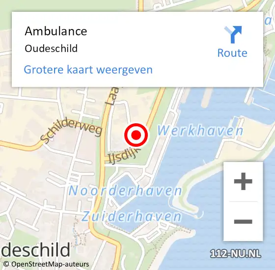 Locatie op kaart van de 112 melding: Ambulance Oudeschild op 3 juli 2021 22:34