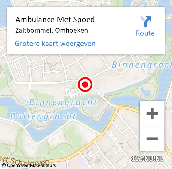 Locatie op kaart van de 112 melding: Ambulance Met Spoed Naar Zaltbommel, Omhoeken op 3 juli 2021 22:34