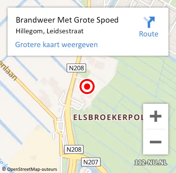 Locatie op kaart van de 112 melding: Brandweer Met Grote Spoed Naar Hillegom, Leidsestraat op 3 juli 2021 22:49