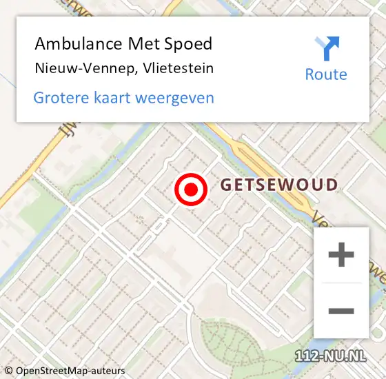 Locatie op kaart van de 112 melding: Ambulance Met Spoed Naar Nieuw-Vennep, Vlietestein op 3 juli 2021 23:05