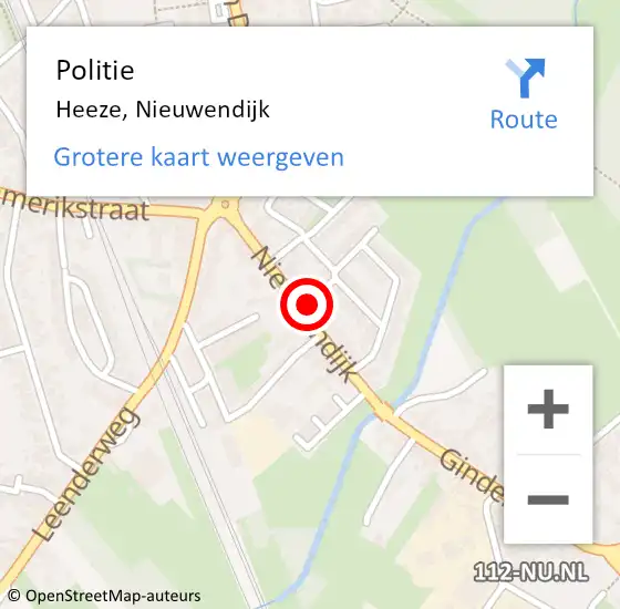 Locatie op kaart van de 112 melding: Politie Heeze, Nieuwendijk op 3 juli 2021 23:14