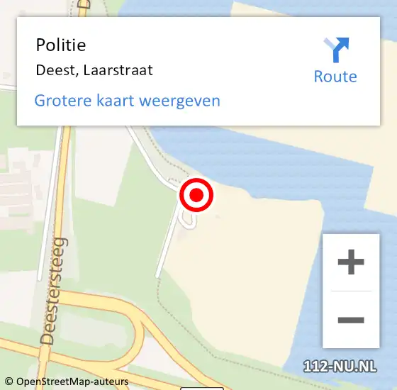 Locatie op kaart van de 112 melding: Politie Deest, Laarstraat op 15 juni 2014 09:34