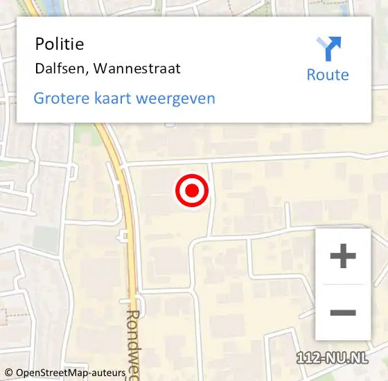 Locatie op kaart van de 112 melding: Politie Dalfsen, Wannestraat op 3 juli 2021 23:41