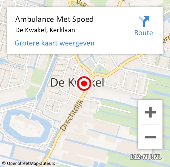 Locatie op kaart van de 112 melding: Ambulance Met Spoed Naar De Kwakel, Kerklaan op 3 juli 2021 23:45