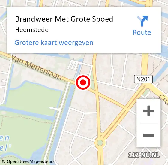 Locatie op kaart van de 112 melding: Brandweer Met Grote Spoed Naar Heemstede op 3 juli 2021 23:49