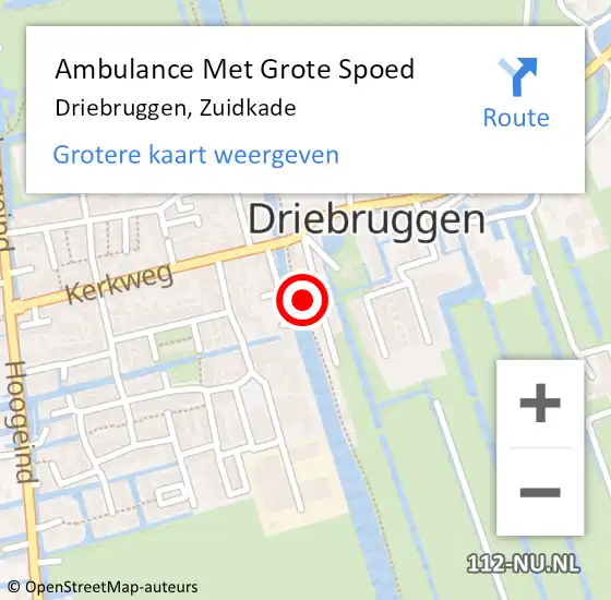 Locatie op kaart van de 112 melding: Ambulance Met Grote Spoed Naar Driebruggen, Zuidkade op 4 juli 2021 00:06