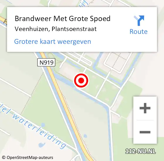 Locatie op kaart van de 112 melding: Brandweer Met Grote Spoed Naar Veenhuizen, Plantsoenstraat op 4 juli 2021 00:12