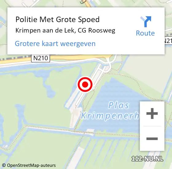 Locatie op kaart van de 112 melding: Politie Met Grote Spoed Naar Krimpen aan de Lek, CG Roosweg op 4 juli 2021 00:34