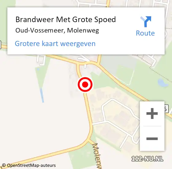 Locatie op kaart van de 112 melding: Brandweer Met Grote Spoed Naar Oud-Vossemeer, Molenweg op 4 juli 2021 01:11