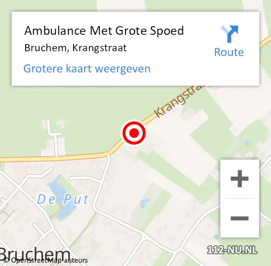 Locatie op kaart van de 112 melding: Ambulance Met Grote Spoed Naar Bruchem, Krangstraat op 4 juli 2021 01:11