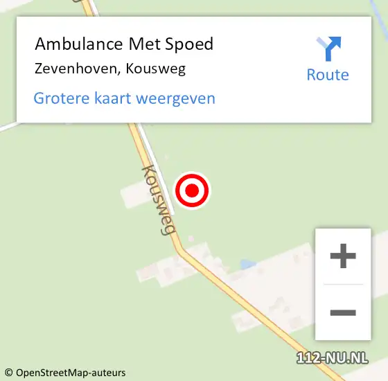 Locatie op kaart van de 112 melding: Ambulance Met Spoed Naar Zevenhoven, Kousweg op 4 juli 2021 01:22