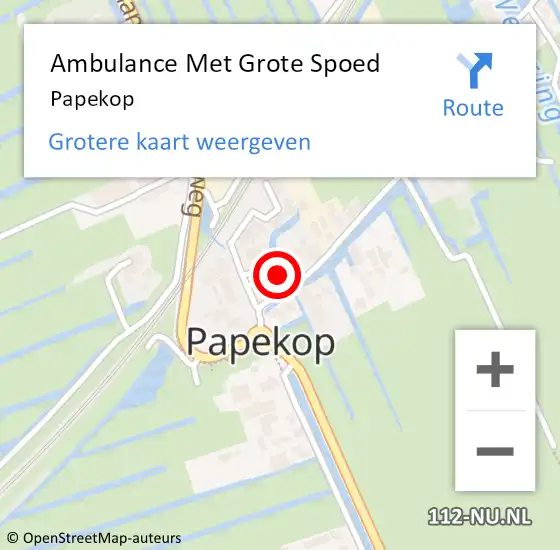 Locatie op kaart van de 112 melding: Ambulance Met Grote Spoed Naar Papekop op 15 juni 2014 09:55