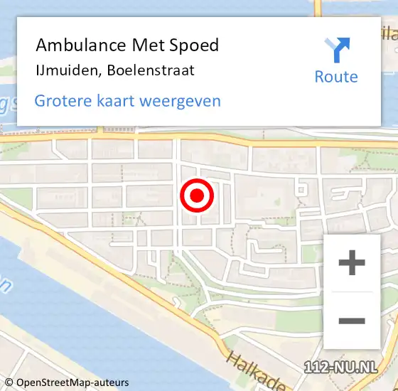 Locatie op kaart van de 112 melding: Ambulance Met Spoed Naar IJmuiden, Boelenstraat op 4 juli 2021 02:08