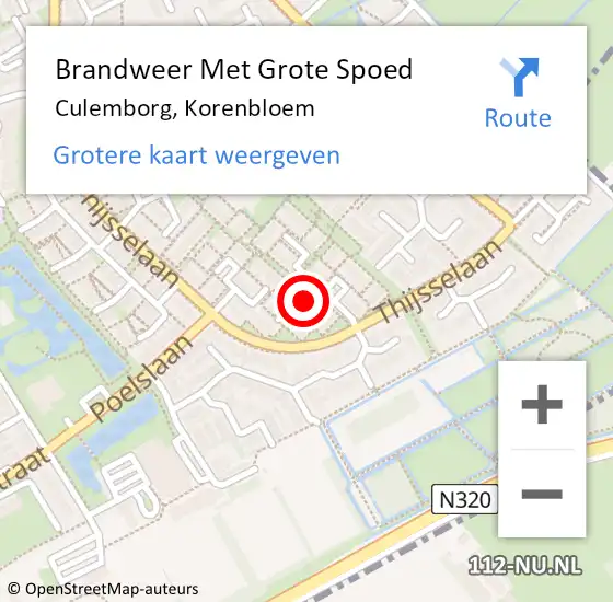 Locatie op kaart van de 112 melding: Brandweer Met Grote Spoed Naar Culemborg, Korenbloem op 4 juli 2021 02:12