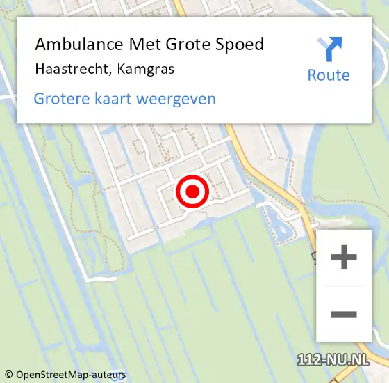 Locatie op kaart van de 112 melding: Ambulance Met Grote Spoed Naar Haastrecht, Kamgras op 4 juli 2021 02:16