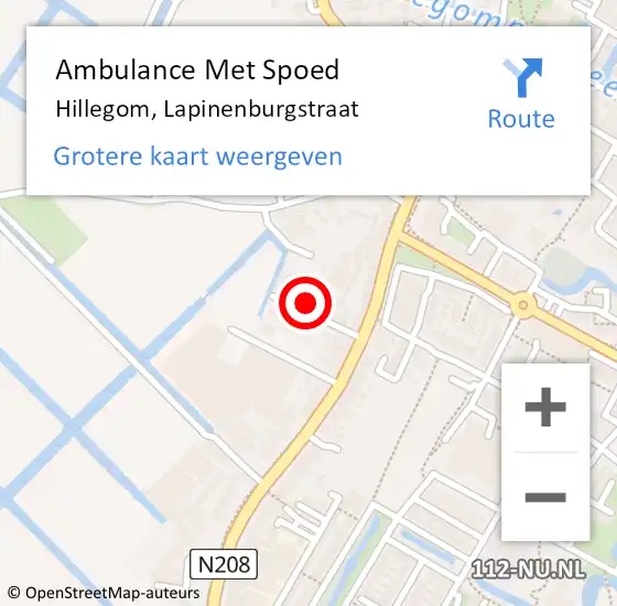 Locatie op kaart van de 112 melding: Ambulance Met Spoed Naar Hillegom, Lapinenburgstraat op 4 juli 2021 02:31