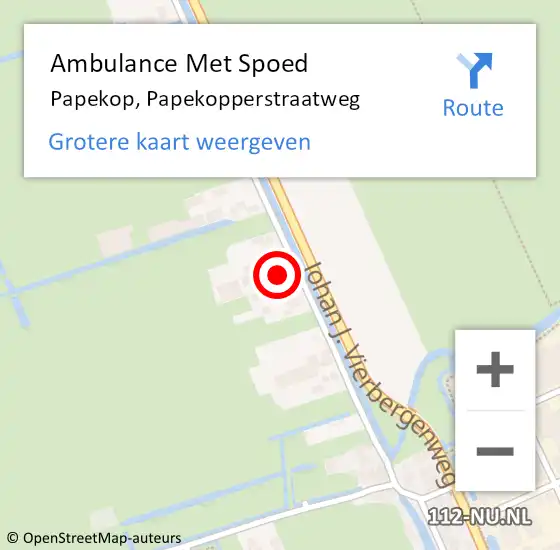 Locatie op kaart van de 112 melding: Ambulance Met Spoed Naar Papekop, Papekopperstraatweg op 15 juni 2014 09:58