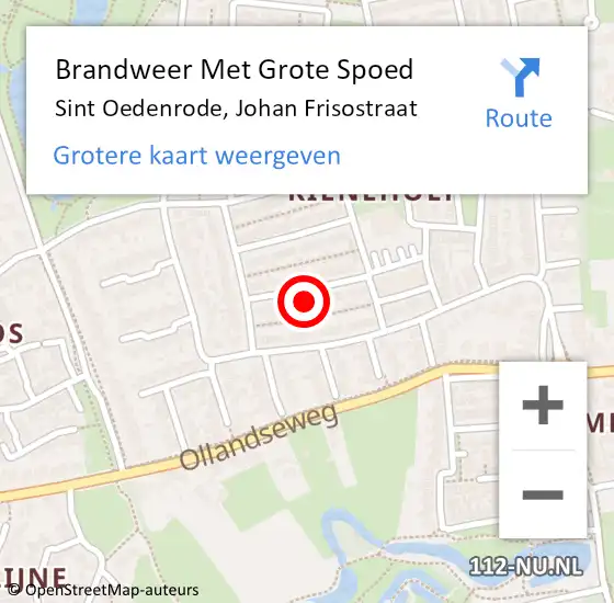 Locatie op kaart van de 112 melding: Brandweer Met Grote Spoed Naar Sint Oedenrode, Johan Frisostraat op 4 juli 2021 02:49