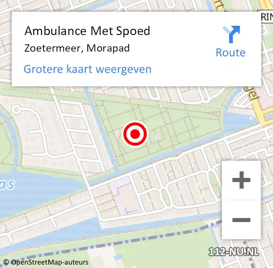 Locatie op kaart van de 112 melding: Ambulance Met Spoed Naar Zoetermeer, Morapad op 4 juli 2021 02:53