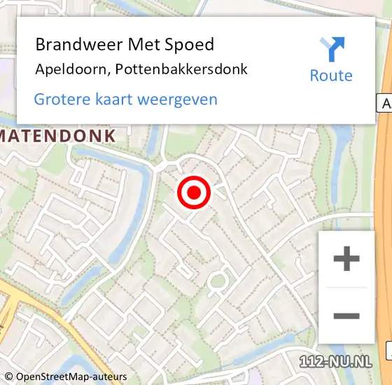 Locatie op kaart van de 112 melding: Brandweer Met Spoed Naar Apeldoorn, Pottenbakkersdonk op 4 juli 2021 03:31