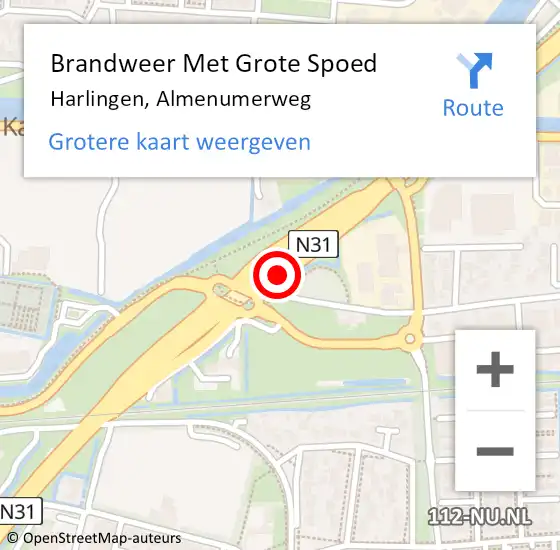 Locatie op kaart van de 112 melding: Brandweer Met Grote Spoed Naar Harlingen, Almenumerweg op 4 juli 2021 03:49