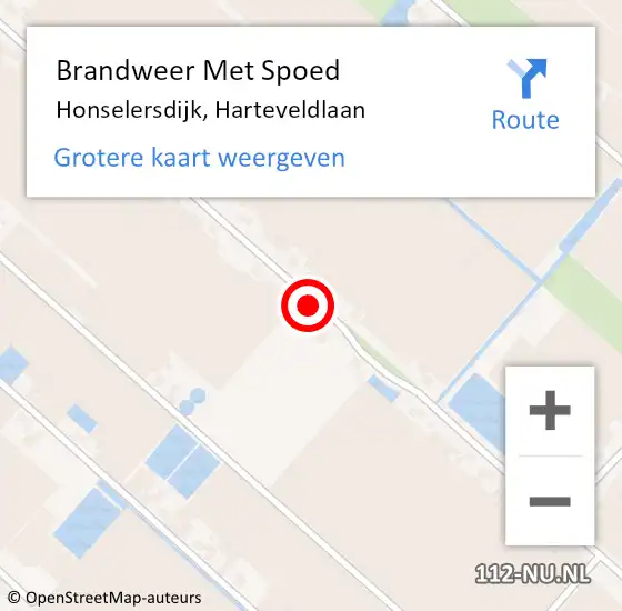 Locatie op kaart van de 112 melding: Brandweer Met Spoed Naar Honselersdijk, Harteveldlaan op 4 juli 2021 03:58