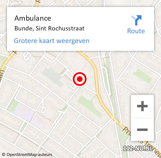 Locatie op kaart van de 112 melding: Ambulance Bunde, Sint Rochusstraat op 15 juni 2014 10:08