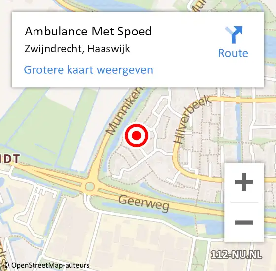 Locatie op kaart van de 112 melding: Ambulance Met Spoed Naar Zwijndrecht, Haaswijk op 4 juli 2021 05:48