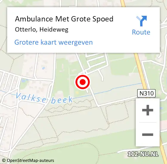 Locatie op kaart van de 112 melding: Ambulance Met Grote Spoed Naar Otterlo, Heideweg op 4 juli 2021 07:20