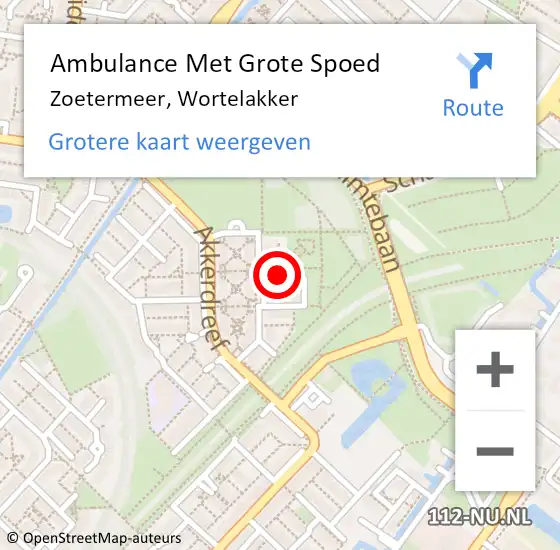 Locatie op kaart van de 112 melding: Ambulance Met Grote Spoed Naar Zoetermeer, Wortelakker op 4 juli 2021 07:35