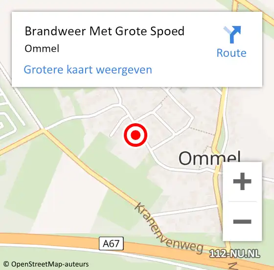 Locatie op kaart van de 112 melding: Brandweer Met Grote Spoed Naar Ommel op 4 juli 2021 07:51