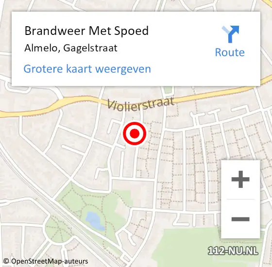 Locatie op kaart van de 112 melding: Brandweer Met Spoed Naar Almelo, Gagelstraat op 4 juli 2021 07:55