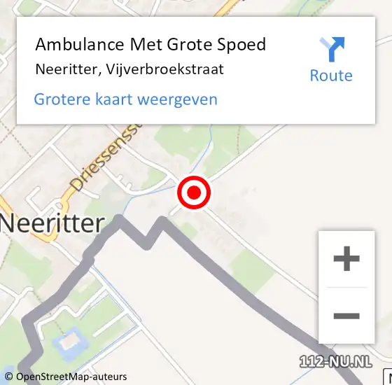 Locatie op kaart van de 112 melding: Ambulance Met Grote Spoed Naar Neeritter, Vijverbroekstraat op 4 juli 2021 07:58