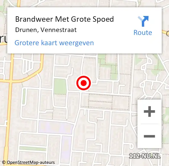 Locatie op kaart van de 112 melding: Brandweer Met Grote Spoed Naar Drunen, Vennestraat op 4 juli 2021 08:23