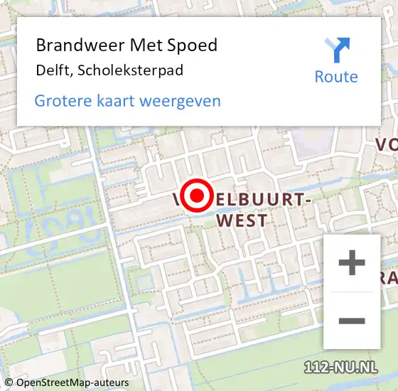 Locatie op kaart van de 112 melding: Brandweer Met Spoed Naar Delft, Scholeksterpad op 4 juli 2021 08:40