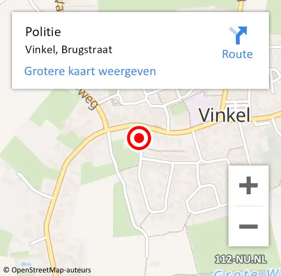 Locatie op kaart van de 112 melding: Politie Vinkel, Brugstraat op 4 juli 2021 08:41