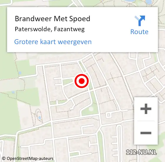 Locatie op kaart van de 112 melding: Brandweer Met Spoed Naar Paterswolde, Fazantweg op 4 juli 2021 09:27