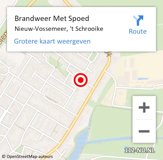 Locatie op kaart van de 112 melding: Brandweer Met Spoed Naar Nieuw-Vossemeer, 't Schrooike op 4 juli 2021 09:28