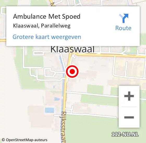 Locatie op kaart van de 112 melding: Ambulance Met Spoed Naar Klaaswaal, Parallelweg op 4 juli 2021 09:41