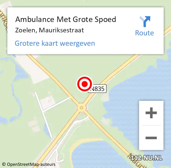 Locatie op kaart van de 112 melding: Ambulance Met Grote Spoed Naar Zoelen, Mauriksestraat op 4 juli 2021 09:57