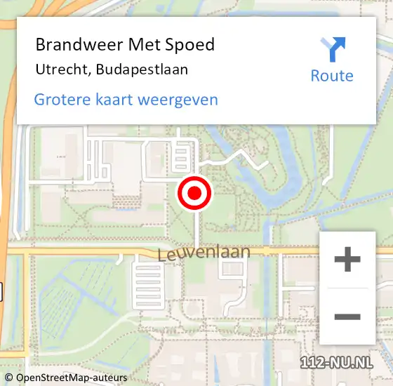 Locatie op kaart van de 112 melding: Brandweer Met Spoed Naar Utrecht, Budapestlaan op 4 juli 2021 10:07