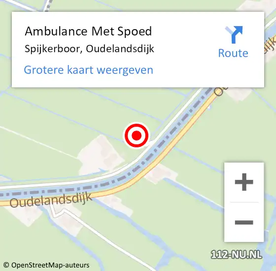 Locatie op kaart van de 112 melding: Ambulance Met Spoed Naar Spijkerboor, Oudelandsdijk op 4 juli 2021 10:19