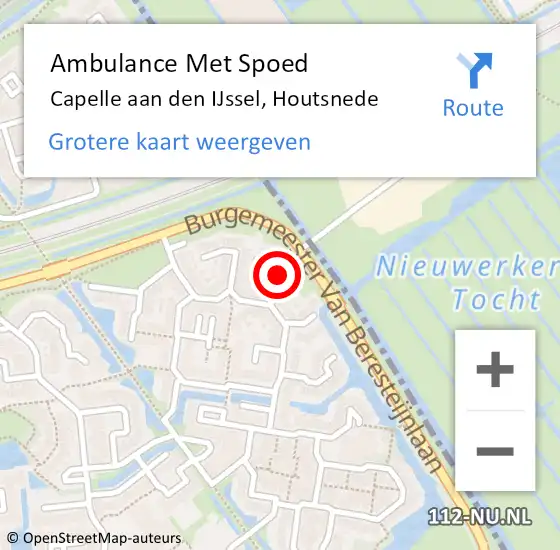 Locatie op kaart van de 112 melding: Ambulance Met Spoed Naar Capelle aan den IJssel, Houtsnede op 4 juli 2021 10:26