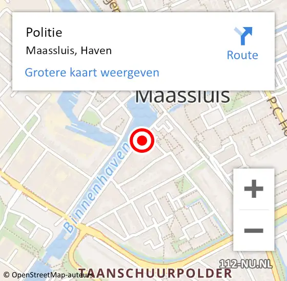 Locatie op kaart van de 112 melding: Politie Maassluis, Haven op 4 juli 2021 10:36