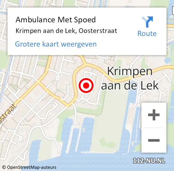 Locatie op kaart van de 112 melding: Ambulance Met Spoed Naar Krimpen aan de Lek, Oosterstraat op 4 juli 2021 10:54