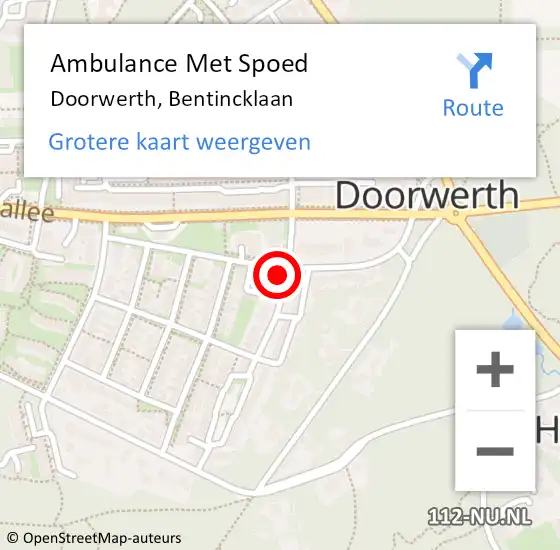 Locatie op kaart van de 112 melding: Ambulance Met Spoed Naar Doorwerth, Bentincklaan op 4 juli 2021 10:54